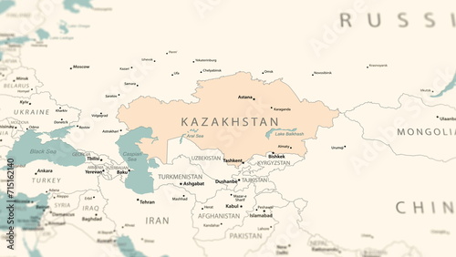 Kazakhstan on the world map.