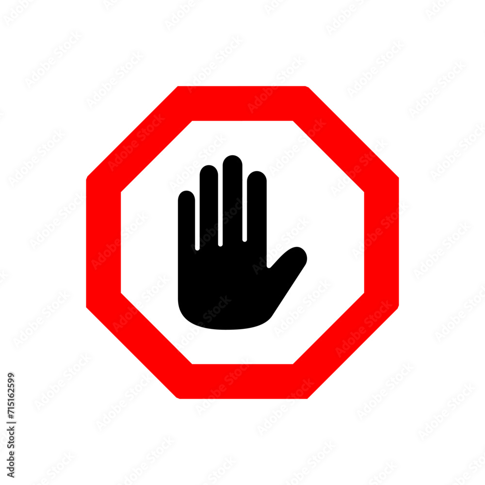 Stop icon vector. stop road sign. hand stop icon vector Stop icon vector. stop road sign. hand stop icon vector