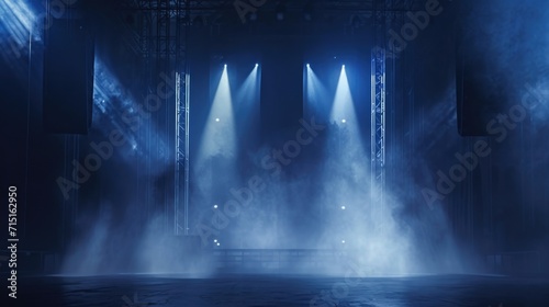 Foggy Ambiance at Live Concert The stage is drenched in a hazy fog creating a sense of mystery and drawing viewers into the electrifying atmosphere of the live concert experience