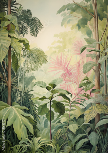 Serene Tropical Foliage in Light Green and Yellow Hues © Lucas