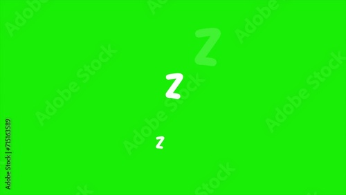 Animation of sleeping symbol zzz on green screen background, 2d motion animated video, Cartoon style, sleep concept