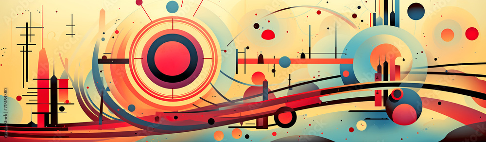 Obraz premium Abstract retro futuristic illustration. horizontal illustration, poster, fantasy. Graphic creative image.