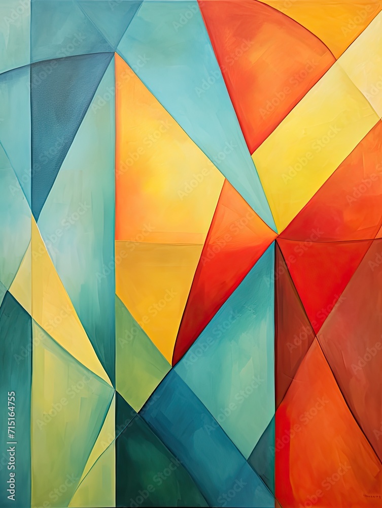 Fototapeta premium Geometric Nature Forms Canvas: Contemporary Abstract Wall Decor with Modern Geometric Shapes