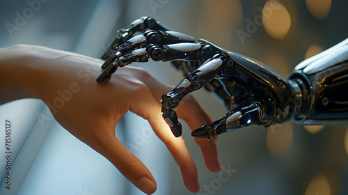 robot hand touch human hand 
