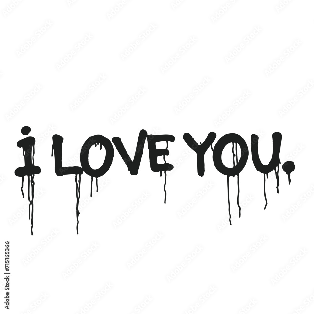 vector text i love you without background in graffiti style to use for