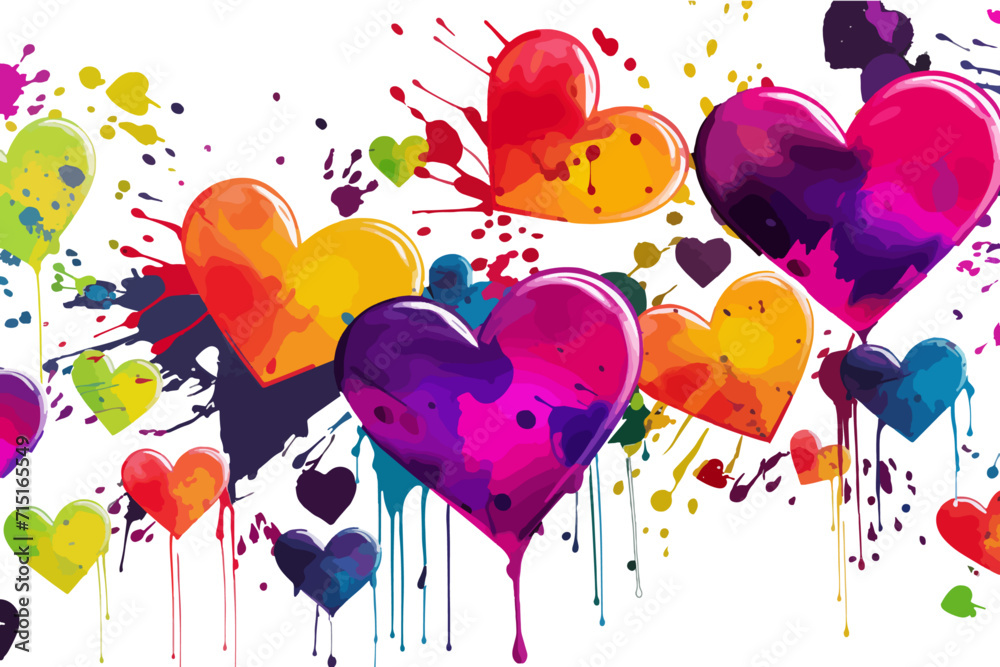 big colorful heart without background in graffiti style for Valentine's Day, Valentine's Day postcard, generative AI