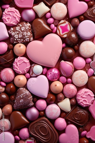 Pastel Heart Candies Assortment - Glossy Finish on Neutral Background, Valentine's Day Concept