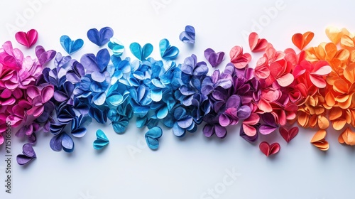 Stream of Colorful Paper Hearts - Gradient Spectrum Flow, Valentine's Day Concept