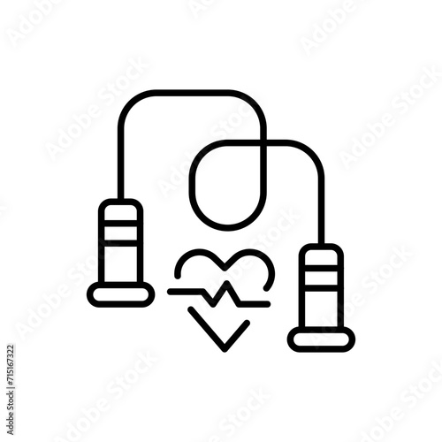 Jumping rope outline icons, minimalist vector illustration ,simple transparent graphic element .Isolated on white background
