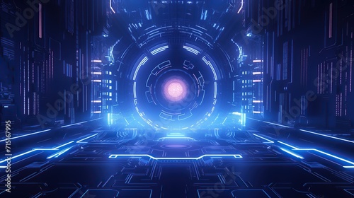 Blue abstract high speed internet technology background illustration.security concept. Safety concept, Closed Padlock on digital, cyber security, Convergent point lock on circuit, lock
