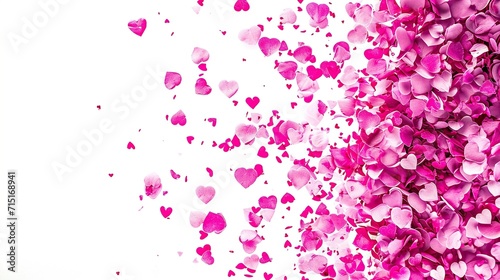 Fragile flying pink and white flower petals. pink on a white background. Concept for Valentine s day.