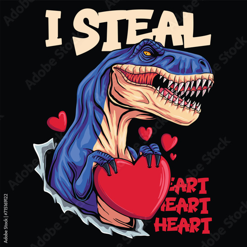 T rex break through valentine vector illustration for your company or brand