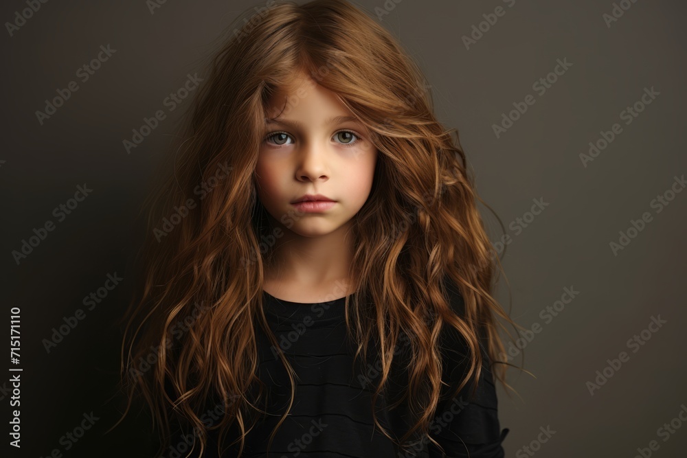 Portrait of a beautiful little girl with long curly hair. Studio shot. Portrait of a beautiful little girl with long curly hair. Studio shot.