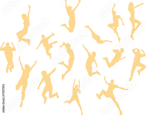 Happy jumping people silhouettes vector collection, People jumping silhouette vector set