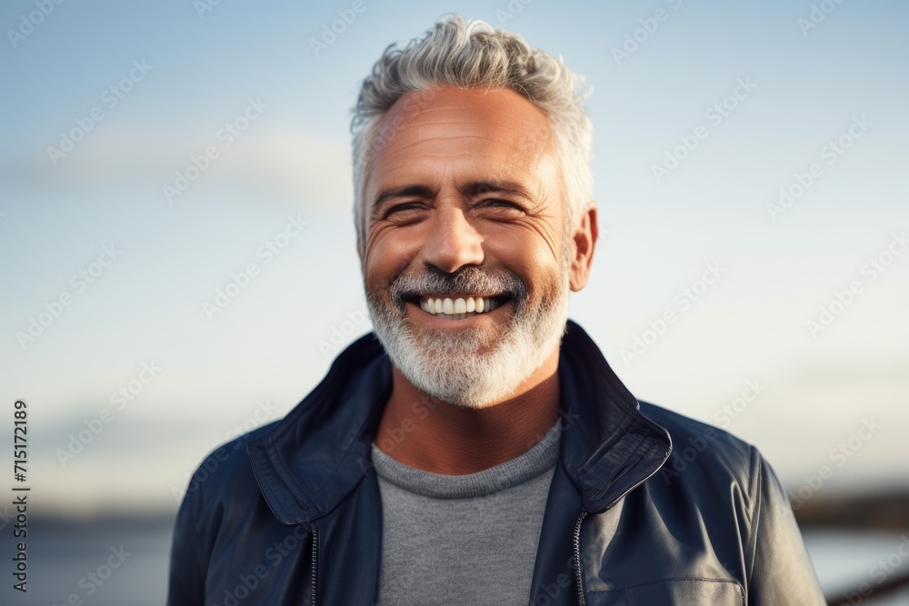 Portrait of a handsome mature man with gray hair and beard smiling Portrait of a handsome mature man with gray hair and beard smiling