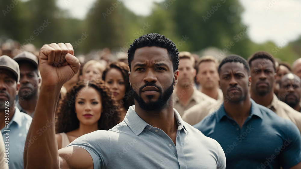 black history month , balck people portrait , black person holding their fist up