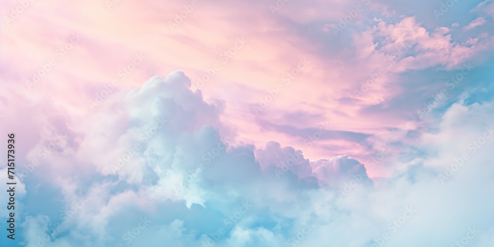 Soft and dreamy clouds of pastel hues blending seamlessly to create a tranquil abstract landscape