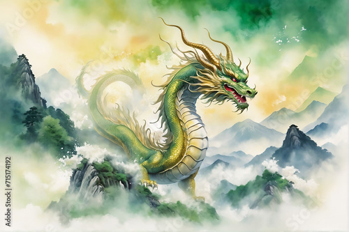 Mountain Spirit Dragon Art                               Generative AI