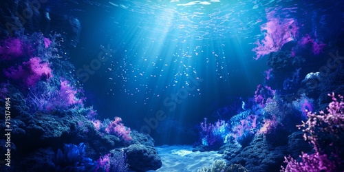 underwater world with glowing coral reefs and vibrant marine life
