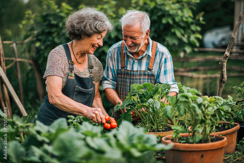 custom made wallpaper toronto digitalPortrait of senior couple taking care of vegetable plants in urban garden