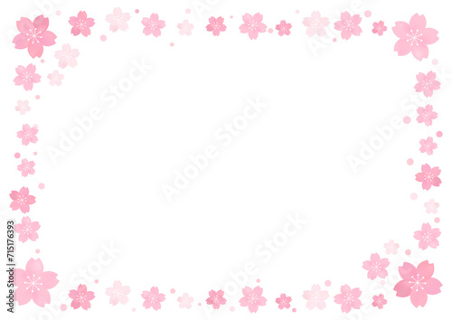 桜の花が美しい春の桜フレーム背景14 © marutan
