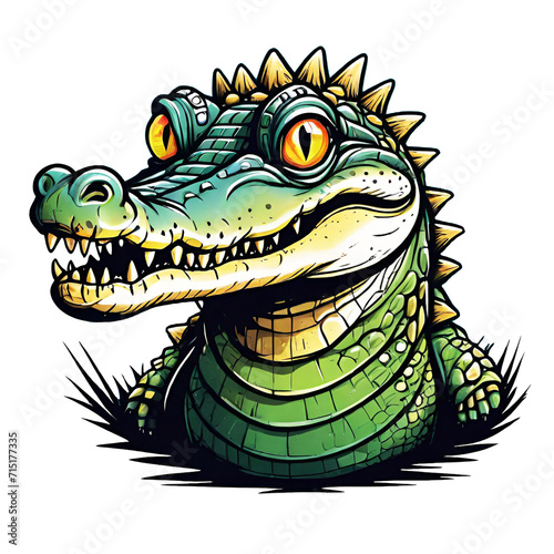 Head crocodile mascot cartoon design isolated on transparent background