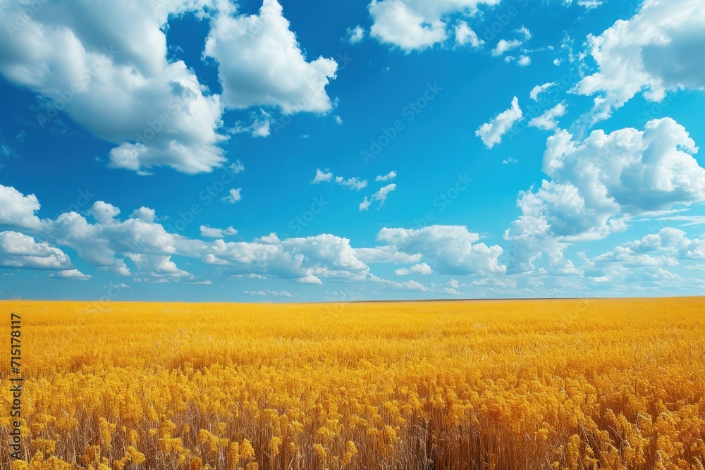 Yellow fields and blue skies. Generative AI. Yellow fields and blue skies. Generative AI.