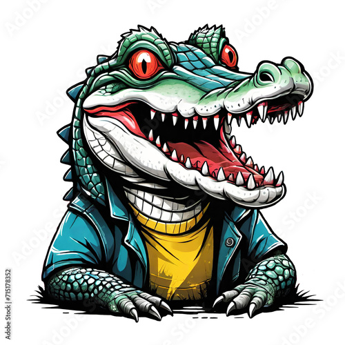 Head crocodile mascot cartoon design isolated on transparent background