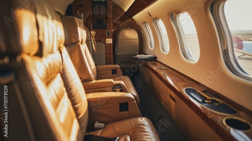 This private jet offers personalized and luxurious seating arrangements for the ultimate flying experience. As you soar through the skies, take in the beauty of the overcast horizon visible