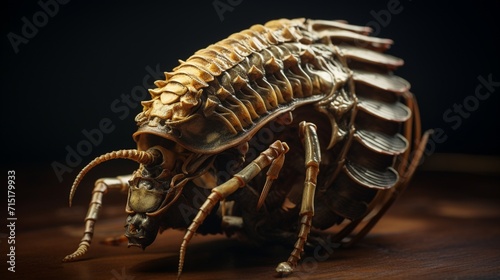 Capture the intricate details of a meticulously crafted 3D rendering of a trilobite fossil, showcasing the fascinating world of ancient marine arthropods.