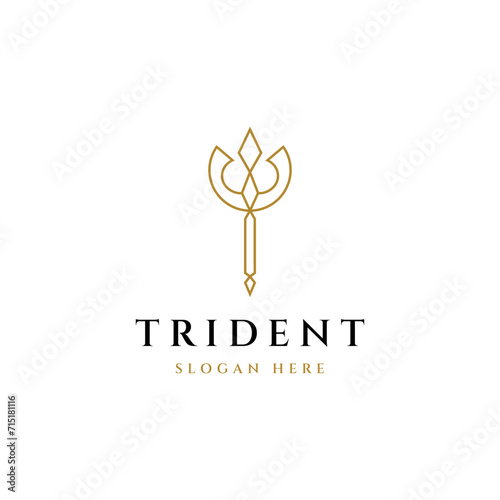 Elegant Trident line logo icon design template flat vector