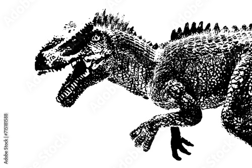 black dinosaur silhouette isolated on white background  model of giganotosaurus toy