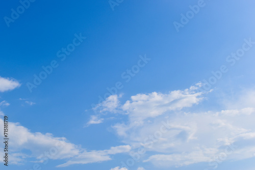 Fototapeta Naklejka Na Ścianę i Meble -  beautiful blue sky and white fluffy group of clouds with sunrise in the morning, natural background