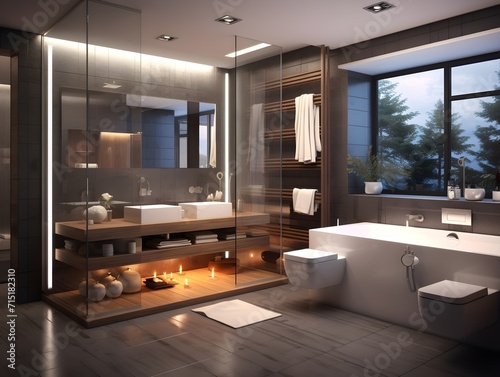 Modern bathroom interior design in a luxury house