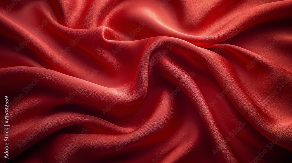 Obraz premium Red silk fabric background. The luxurious fabric textured is very realistic and detailed.