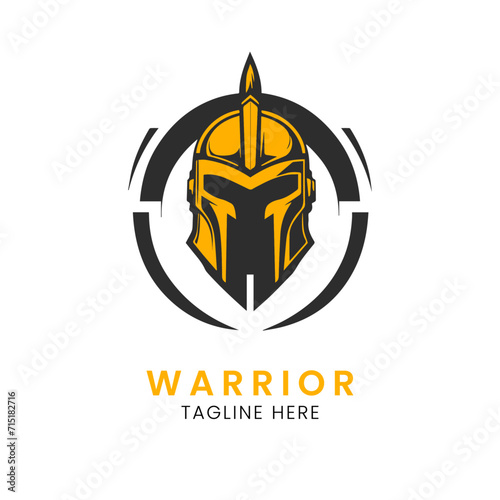 spartan helmet logo template design, warrior logo minimalist premium. © AinStory