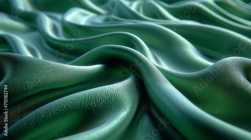 Green silk fabric background. The luxurious fabric textured is very realistic and detailed.