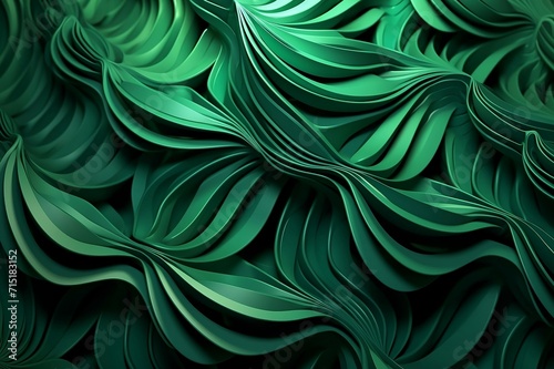 3D dark green abstract background.