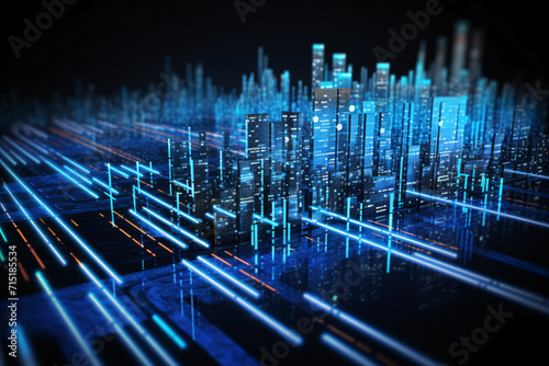 Futuristic Data Stream in Blue Glowing Light