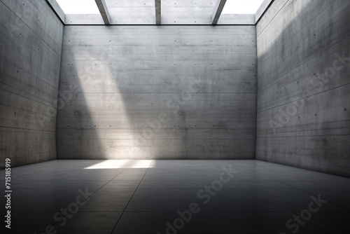 Abstract Modern Concrete Room with Skylight