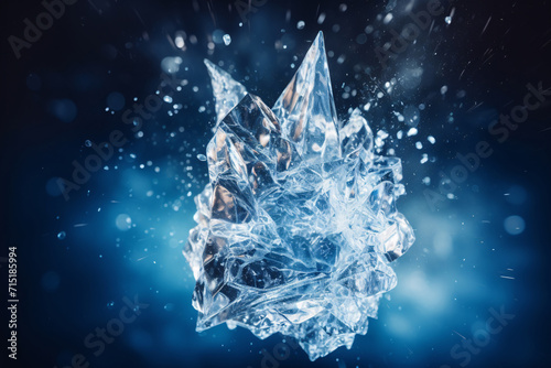 Crystal Explosion on Blue Background, Abstract Art and Design Element photo