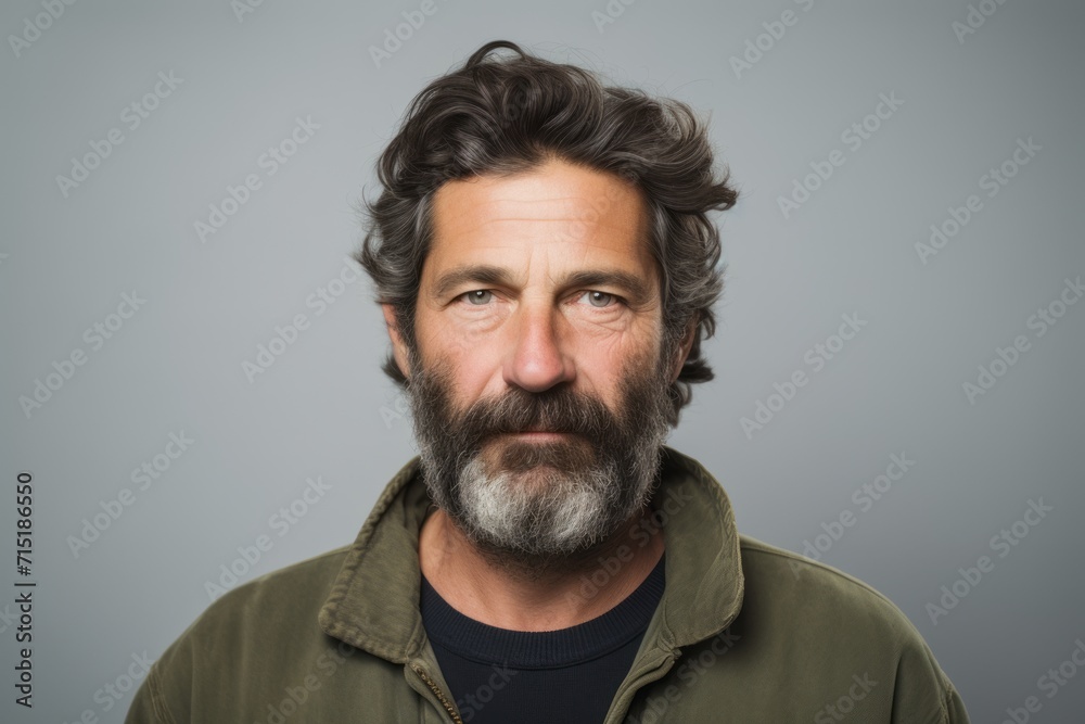 Handsome middle age man with long beard and mustache, studio shot Handsome middle age man with long beard and mustache, studio shot