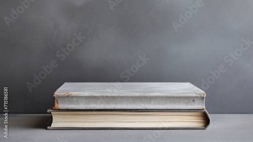 A book on one of the sides on a grey background. In the image there is only the book to the right of the grey background.