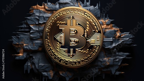 a bitcoin emblem is intricately combined with a detailed cityscape design, set against a dark background, symbolizing the complexity of digital economies