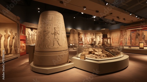 Explore the wonders of a simulated ancient civilization exhibit, with a stunning 3D rendering of artifacts, statues, and architectural wonders from bygone eras.