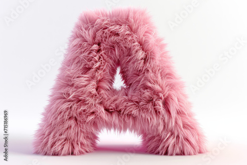 Fuzzy Pink Letter A on a White Background