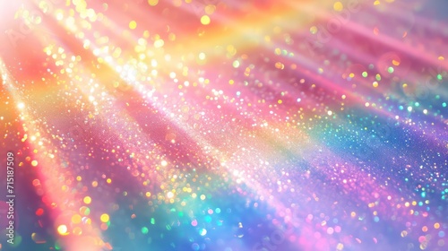 Abstract holographic background with pastel colors,  glitters, designed as a soft template. This seamless and trendy backdrop features a colorful wave rainbow © Matthew