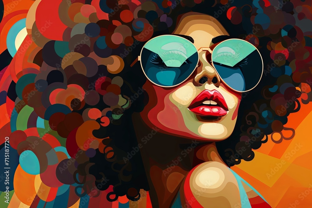 woman with different colored faces, in the style of poster art woman with different colored faces, in the style of poster art