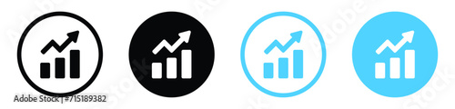 Analytics growth chart icon set. Growing analytics graph icon. Diagram up icon with arrow. statistics web icons