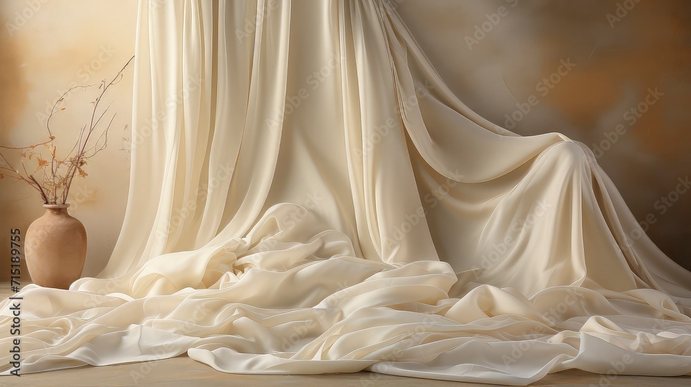 Messy white silk fabric backdrop with dramatic lighting. Messy white silk fabric backdrop with dramatic lighting.